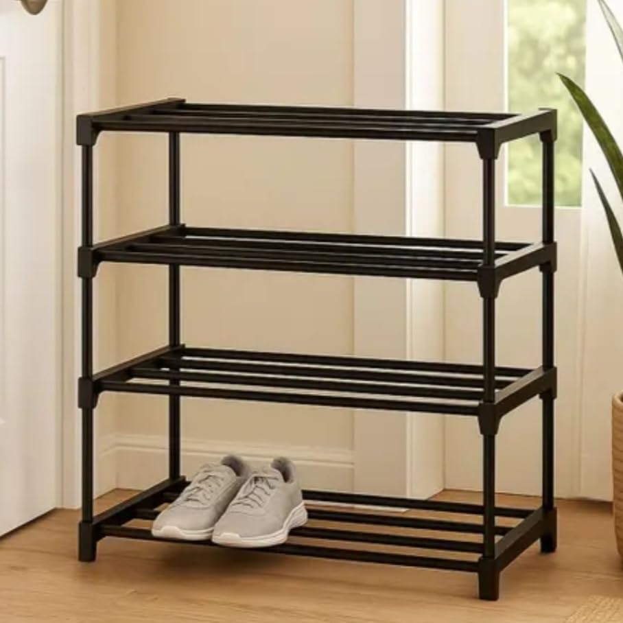 AG-Crafts 4 Tier Shoe Rack with Shelf, Folding 1 ShoeRack for Bedroom, Living Room,Entryway, White,Footwear Stand for Home, ShoeRack Plastic,4ShoeRack,5ShoeRack with only 4 Layer (4 SHELF)-image-29
