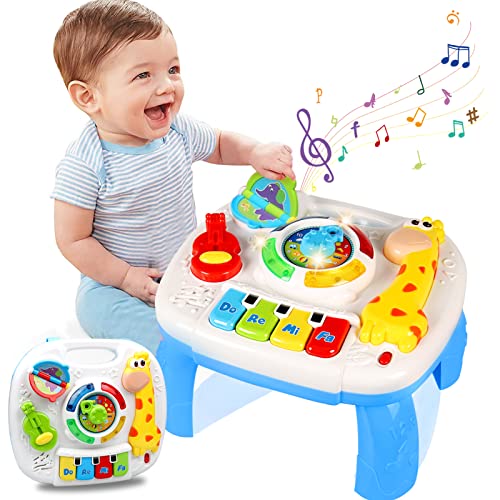 HQXBNBY Baby Toys 6 to 12 Months, Musical Learning Table Baby Toys for 1 2 3 Year Old Boys Girls Early Education Activity Center Baby Toys 12-18 Months Kids Toddler Birthday Gifts