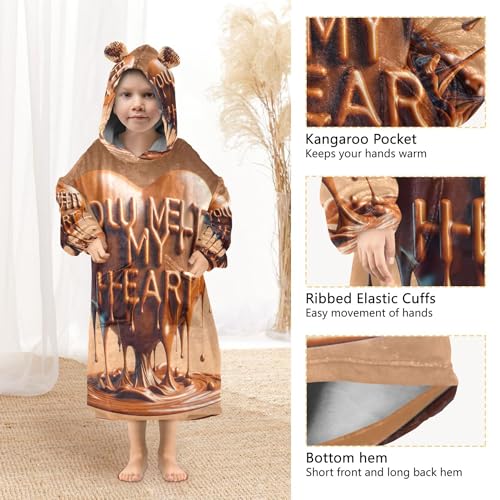 Valentine's Day Gnomes Wearable Blankets for Kids Girls Pullover 3D Animal Toddler Boys Hoodie Oversized Sweatshirt4