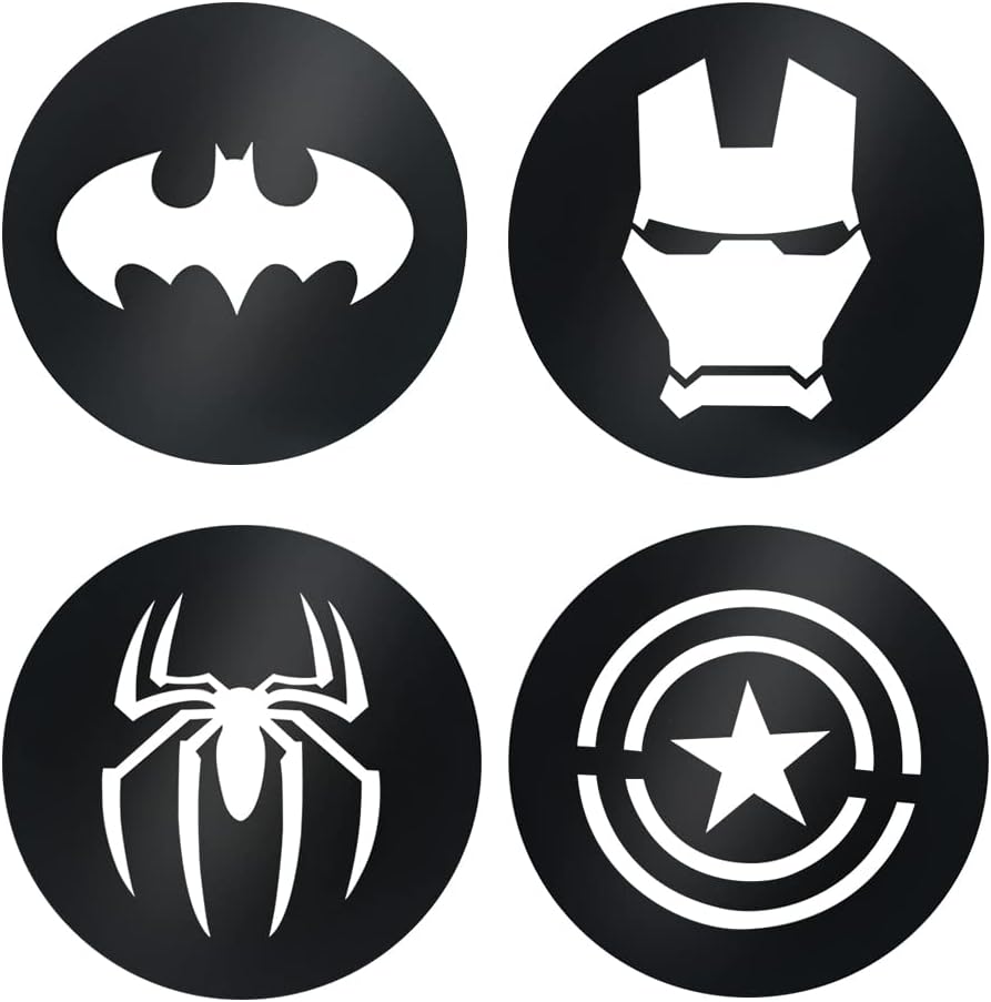 GNYO Superhero Wall Decor - Metal Wall Art Set of 4 - Avengers Metal Wall Art - Avengers Bedroom Decor – Superhero Room Decor for Boys, Kids, Living Room (Diameter 9.4 inch)