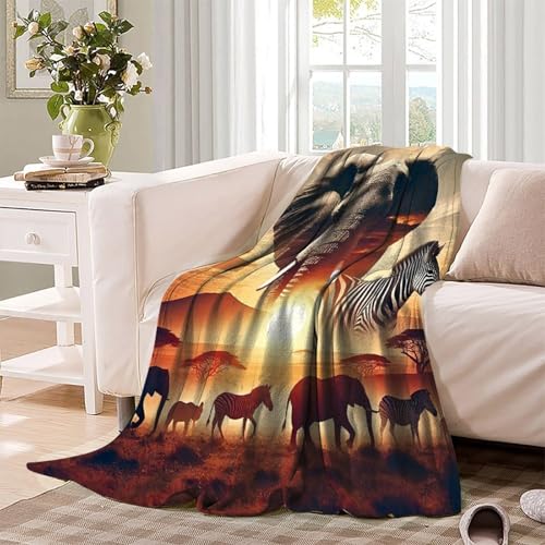 Couverture microfibre chaude et moelleuse jeté de canapé éléphant 3D