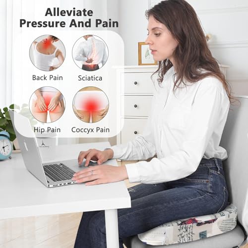 Image of Tailbone Pain Relief Cushion, Memory Foam Seat Cushion for Coccyx Sciatica Pain Pressure Relief Office Desk Chair