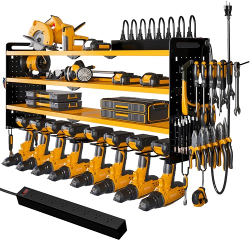 NattyDot organiseur outils muraux, station charge 8 foreuses jaune