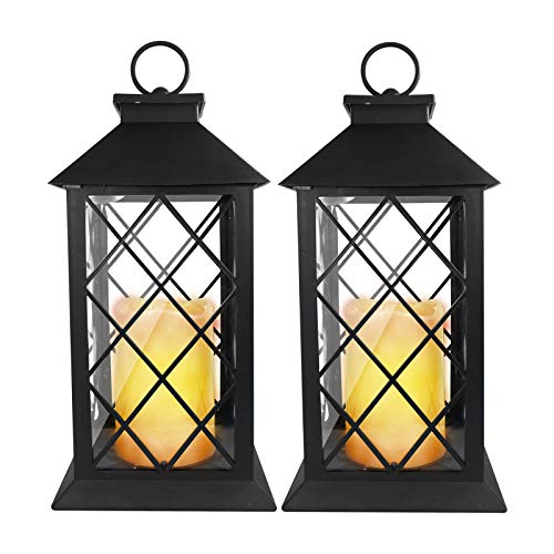 Eaxus® 2er Set Laterne mit warmweißer LED Kerze. Garten & Wohnzimmer Deko Lampe mit Flammeneffekt