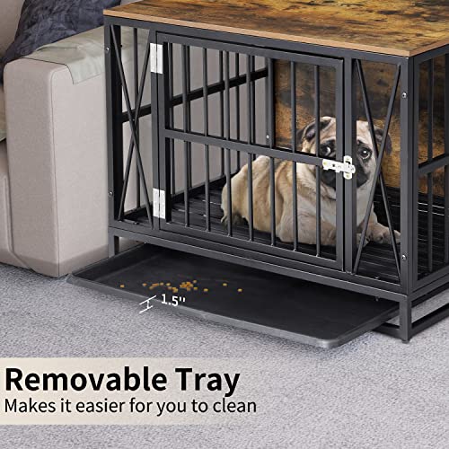 Furniture Style Dog Crate, Heavy Duty Dog Crate Furniture With Tray, Decorative Pet House Cage End Table, Wooden Dog Kennel With Lockable Door For Indoor Use #TOP3