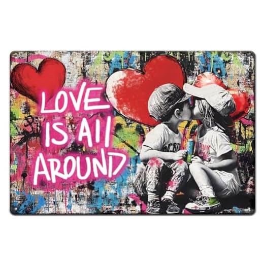 SUPERDANT Graffiti Banksy Love Letreros de metal coloridos de estaño vintage arte abstracto para pared decoración retro divertida para sala de estar dormitorio bar club cueva de hombre