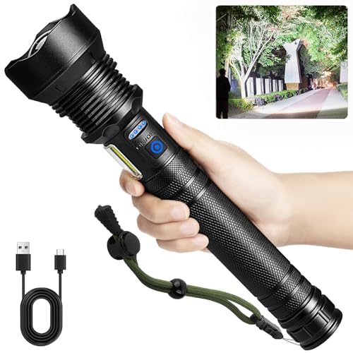 Cinlinso Flashlights High Lumens Rechargeable, 99,000 Lumens Super Bright Led Flashlight, Flash Light with 7 Modes, IPX6 Waterproof, Handheld Powerful Flashlight for Camping, Emergencies