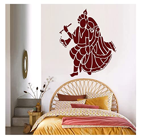 Image of Kayra Decor Stencil for Wall Painting - Radha Krishna Ji Design Pack of 1, 24 inch x 40 inch - (KDS36129)