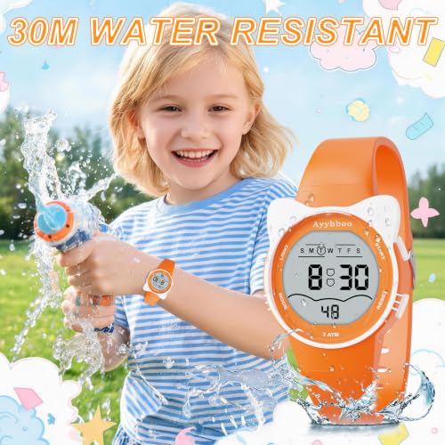 Image of Kids Digital Analog Watches for Girls Boys, 7 Color Lights Waterproof Cute Wristwatches for Kids with Alarm Stopwatch, Great Present for Girls Boys Ages 5-13