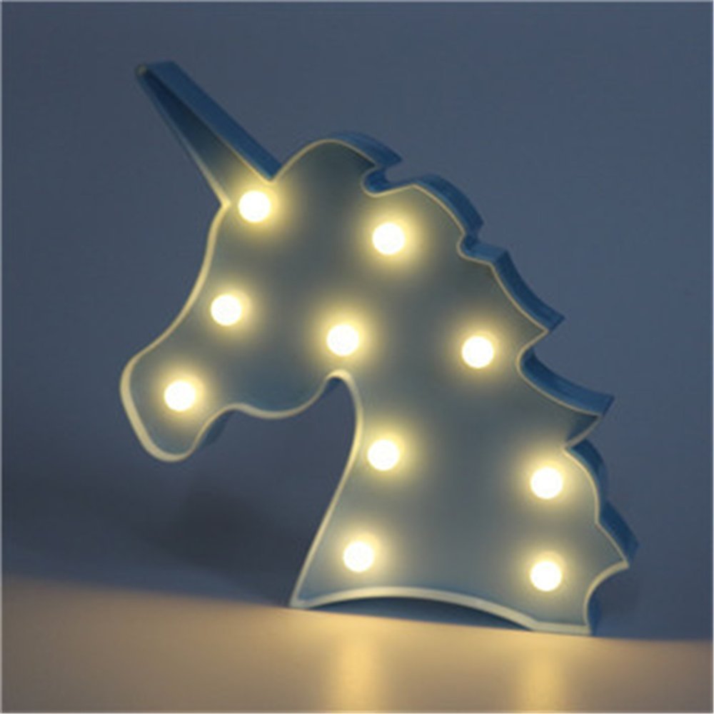 Sweet LED Unicorn Lighting Child Night Lights Mood Lights Lamps Nursery Nursery Baby Room Decoration Desk Lights Unicorn - Head - Blue