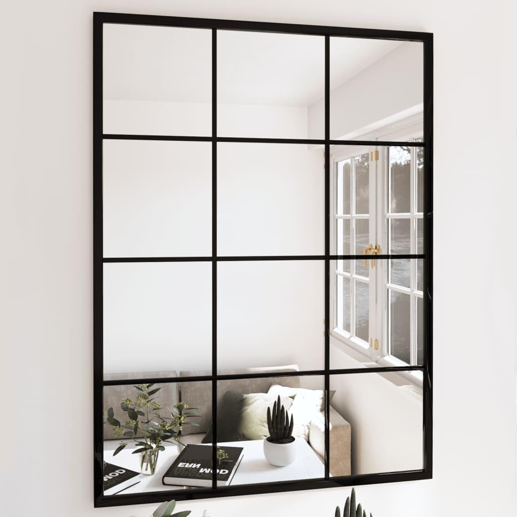 vidaXL Espejos de Pared 2 uds Metal Negro 80x60 cm