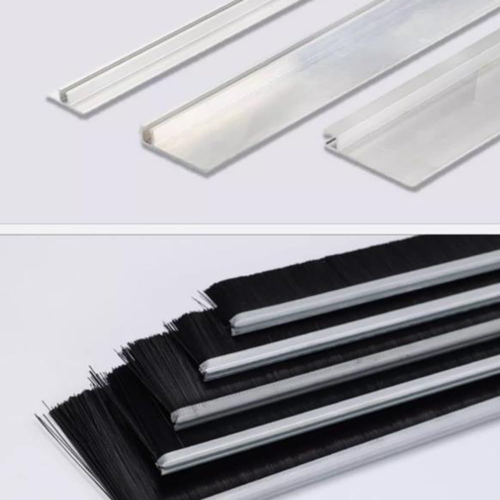 100cm Boudin De Porte Isolant Froid Bas De Porte Joint Brosse De Porte Anti Froid En Forme De H Avec Base En Alliage D'aluminium(25cm Brush)