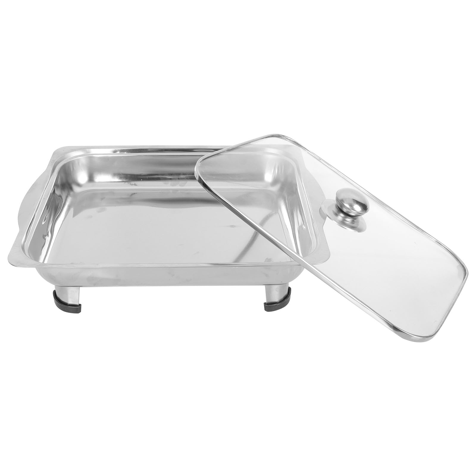 Plateau de service inox avec couvercle transparent contre la poussiere pour buffet reussi