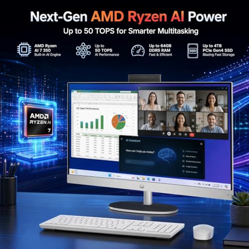 Image of Customized Computer,Create Using HP 27 inch Touchscreen All-in-One PC, AMD Ryzen AI 7 350 Processor, 32 /64GB DDR5 RAM, 2 /4TB SSD, Full HD IPS Display, Copilot+ PC,Wireless KB & Mouse