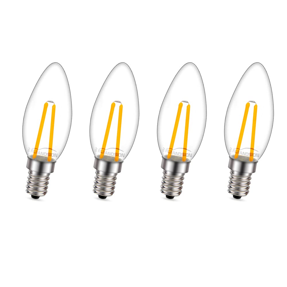 Ruiandsion E14 LED Bulb 220V AC Warm White 2SMD LED Chips Replacement for Candles Ceiling Pendant Decorative Light (Pack of 4)