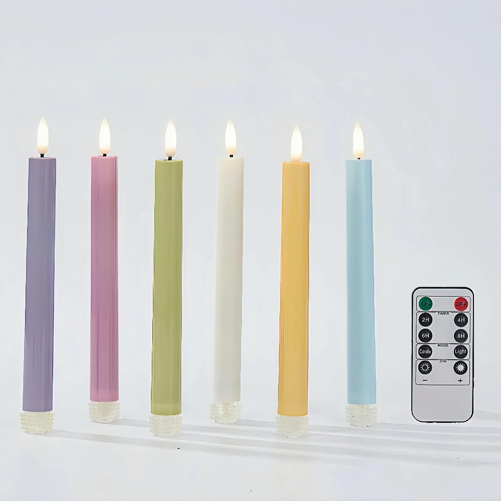 Simplelight Pastel Flameless Taper Candles, Remote, Timer, Multi Color