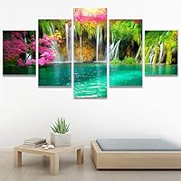 SIGNWIN 5 Panel Canvas Wall Art Modern Art Dramatic Farmhouse/Country Mountain Multicolor Nature Photography for Home Decorations Ready to Hang - 60
