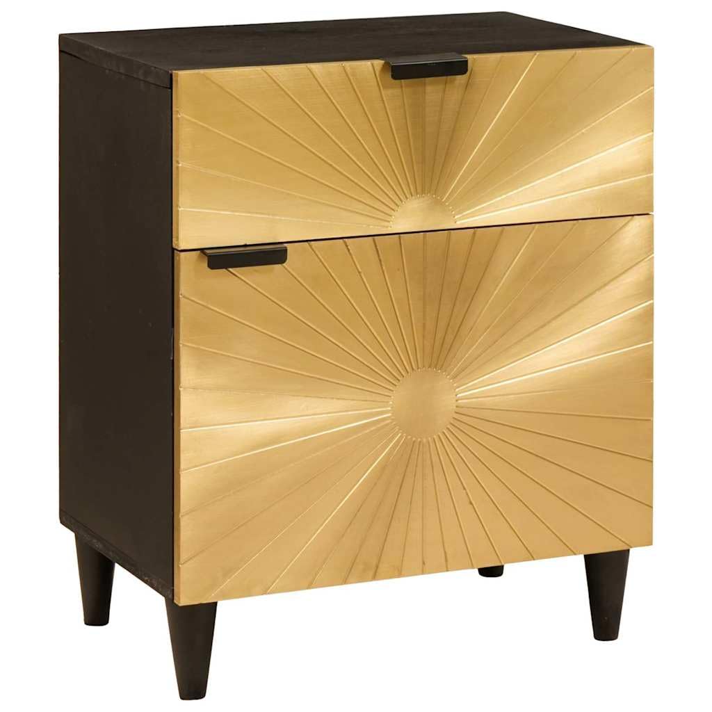Table de Nuit Moderne avec 1 Grand Tiroir et Pieds Effilés Noirs