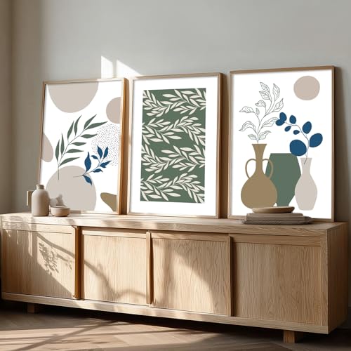 Image of kotart Boho Wall Painting for Wall Decoration - Modern Art Wall Decor Framed Painting for Living Room Bedroom - Framed Wall Posters /Paintings with Frame Set of 3-D (Art 1, 10x13 inch)
