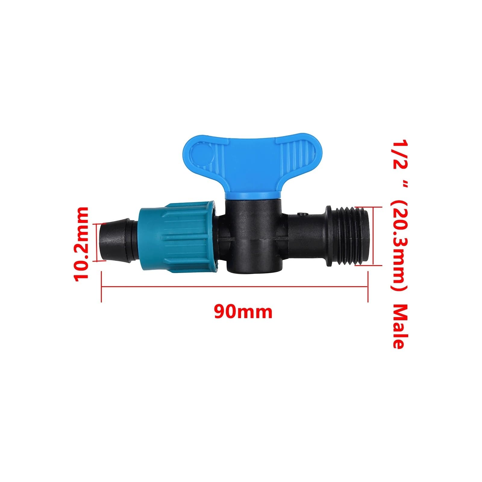 Valvola di arresto dell'acqua con dado di bloccaggio for tubo da 16 mm, nastro antigoccia, valvola di derivazione, valvola di intercettazione for irrigazione agricola, valvola di controllo dell'acqua,