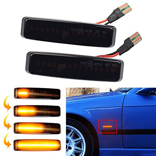 Smoked Lens Full LED Front Fender Side Marker Light Turn Signal Lamp Assembly Replacement For BMW 5 Series E39 M5