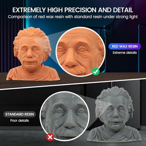 Image of SUNLU 10K Red Wax 3D Printer Resin, High Precision 405nm UV-Curing Resin with Delicate Texture for MSLA /DLP /LCD 3D Printing, 2000g Red Wax Resin