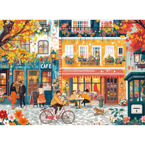 HUADADA 500 Piece Jigsaw Puzzles for Adults Puzzle game 500 piece difficult jigsaw puzzles for adults Family Decoration Puzzle-Romantic Street(No partitioned areas on the back)