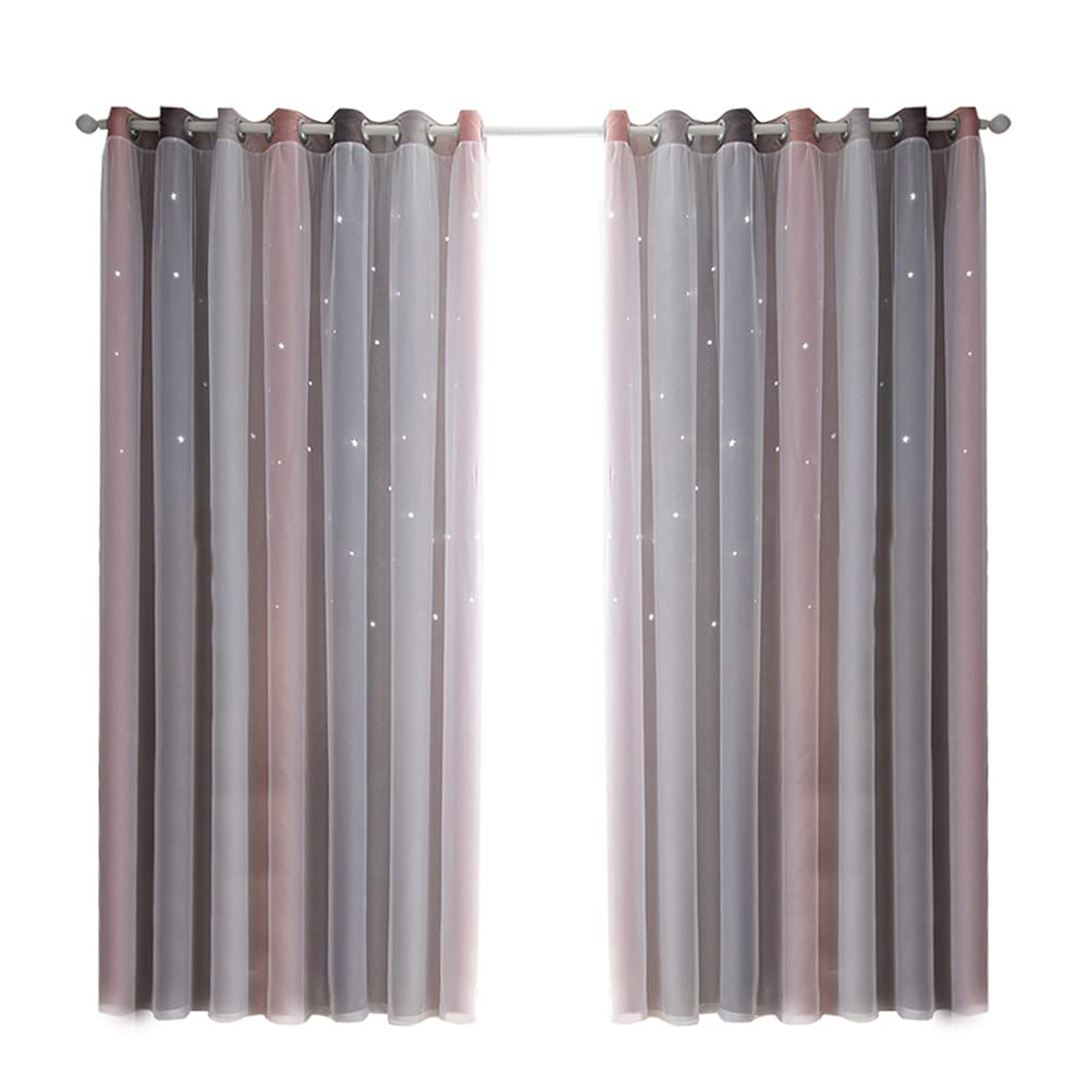 Rideaux occultants salon et chambre rideau étoiles double couche violet gris