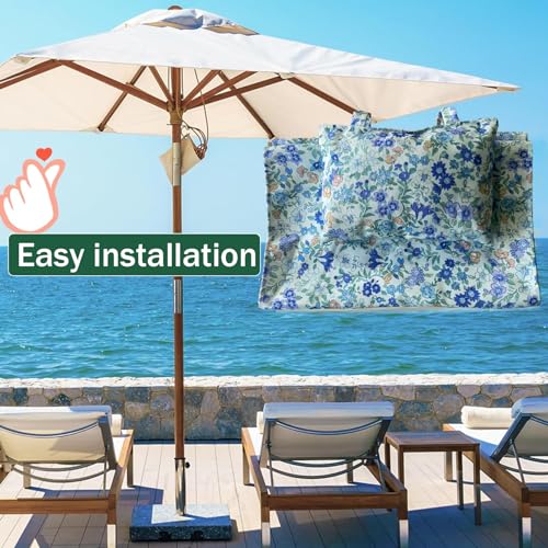 Chaise sling remplacement tissu pliable avec oreiller bleu