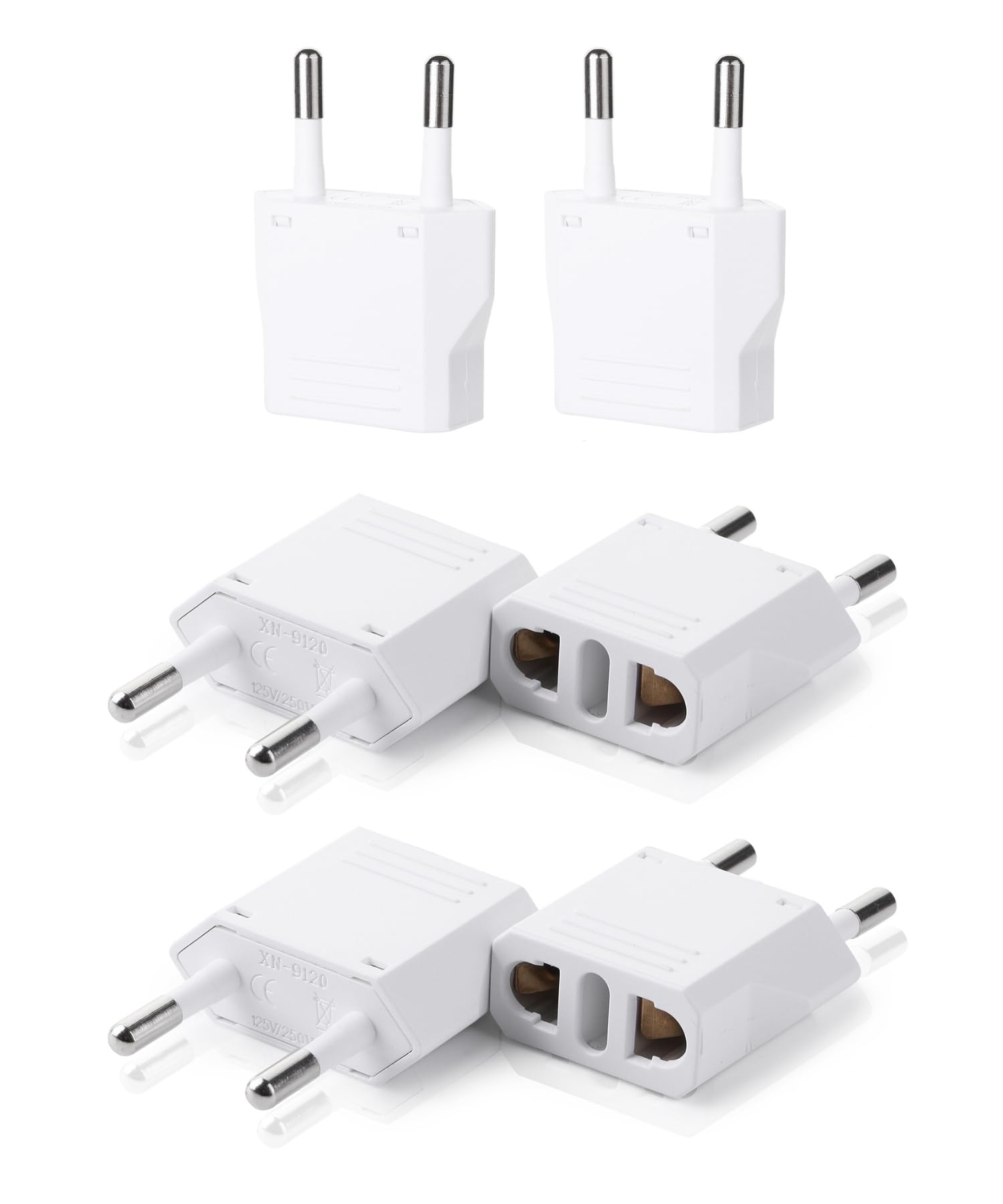 Bates European Travel Plug Adapter - 6 Pack, US to Europe Plug Adapter