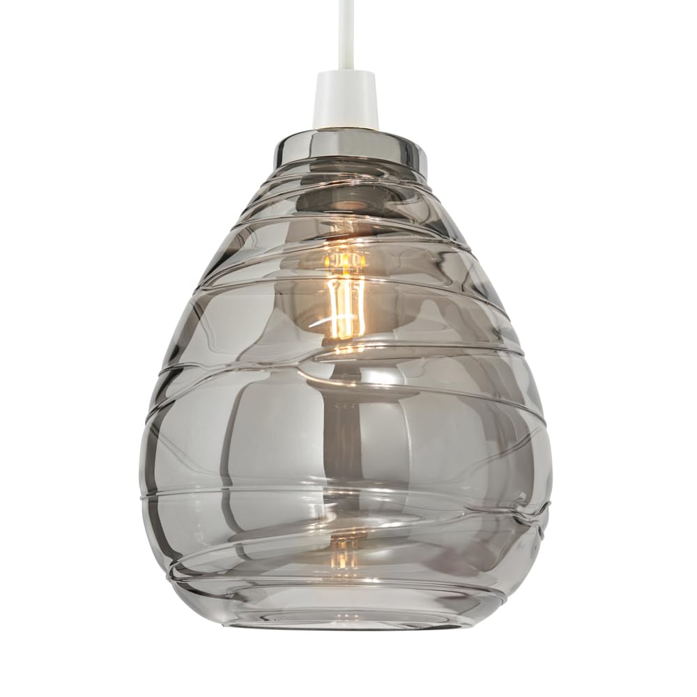 LITECRAFT Rita Ripple Smoke Tinted Glass Lamp or Shade - (Easy Fit Shade)