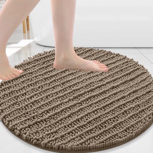 Image of Arotive Round Bathroom Rugs 24x24, Extra Soft Thick Absorbent Shaggy Chenille Bath Rugs, Machine Wash Dry, Bath Mats for Bathroom Floor, Tub and Shower, Home Decor Accessories, Camel