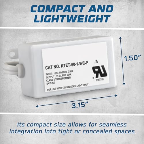 Image of OHLECTRIC Replacement for KTET-60-1-WC-F Step-Down Electronic Transformer - High-Performance 12V Halogen Transformer | Parallel lamp Connection - Use for Track Lighting & Recessed Lighting