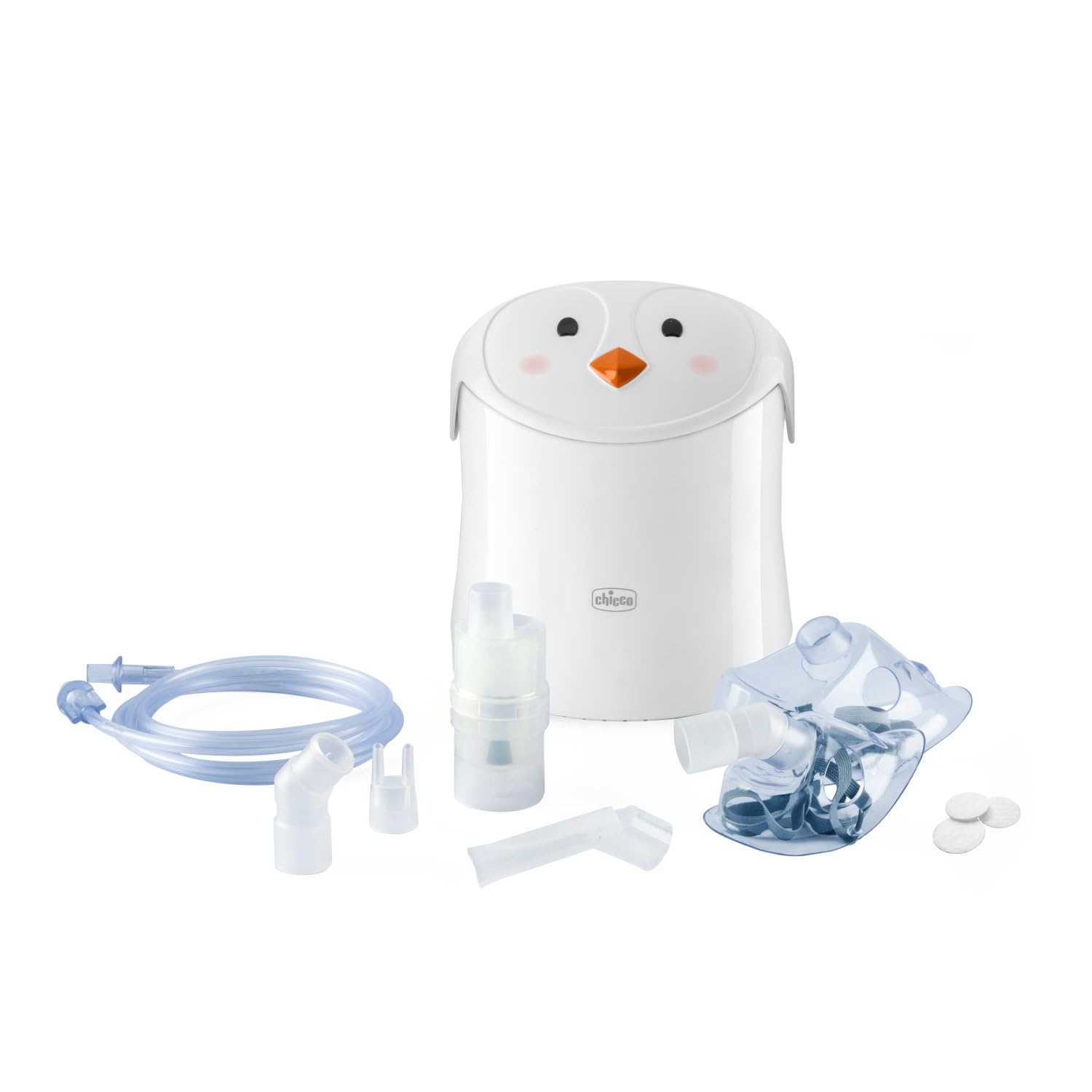 Chicco Easy Breath Inhalationsgerät, Niedlicher Pinguin, Piston-Aerosol für Babys, Kinder und Erwachsene, Tragbares Aerosol, Ultrakompakt, mit zwei weichen, ergonomischen Masken, 0 Monate+