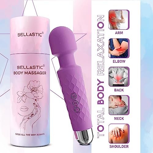 Image of Full Body Massager for Women & Men, Rechargeable Wireless Massager Machine for Pain Relief, Handheld Massager with Medical Grade Silicone, 8 Speeds, 20 Modes, Purple