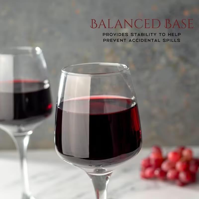 Image of PrimeWorld Wine Glasses Set of 6 - 200ml | Crystal Clear Elegant Stemmed Glassware for Red & White Wine | Perfect for Parties, Dining & Home Use