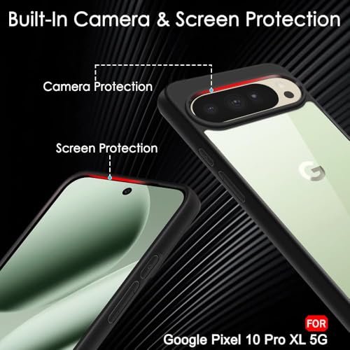 Image of KAPAVER Hybrid Shock Proof Series Back Cover Case Compatible with for Google Pixel 10 Pro XL (PC+TPU) (Black)