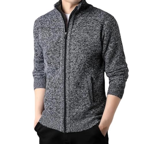 Veste en tricot côtelé homme fermeture zippée protection thermique hiver