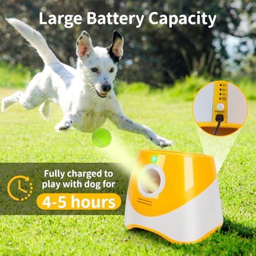 Orifesio Ballwurfmaschine für Hunde, Ballmaschine Hund mit 6 Tennisbälle, Interaktives Hundespielzeug Elektrisch für Kleine Hunde, Hund Tennis Ballmaschine für Innen und Außen, Orange