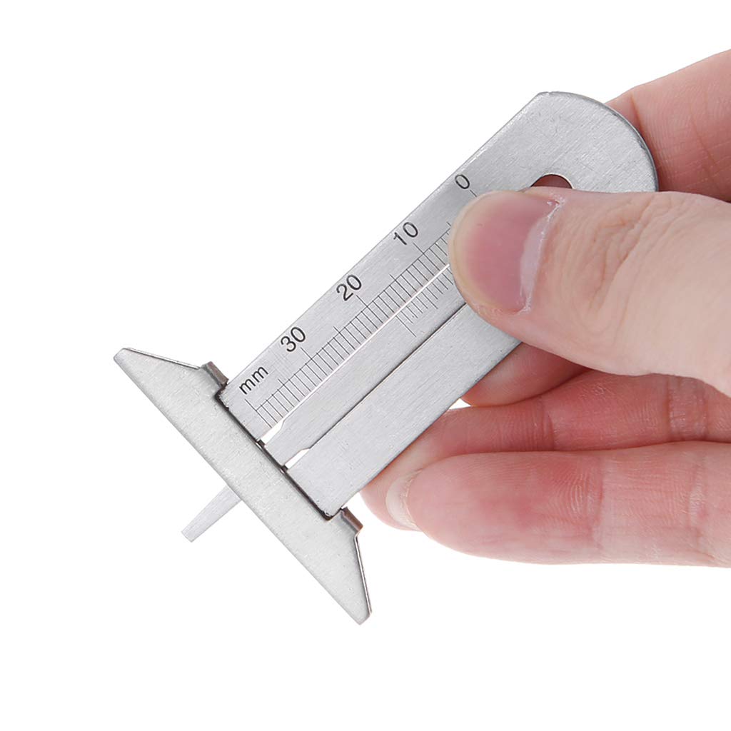 GUMEI Misuratore di profondità del battistrada per Pneumatici per Auto in Acciaio Inossidabile Strumento di misurazione della profondità della Pinza da 0-30 mm