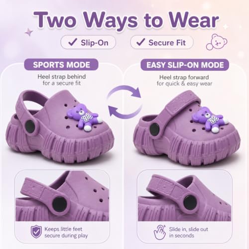 Image of GIMME ! Little Monkey, Toddler Clogs Slippers, 12 Months to 6 Years, Baby Boy, Waterproof, Lightweight, Cute Cartoon Fun Charms, Pink, Non-Slip Sole