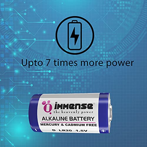 Image of Immense D Size 1.5 Volts Alkaline Battery for Heavy-Duty Flashlights, Air Pumps & Professional Devices | Non Rechargeable Cell (Pack of 12)