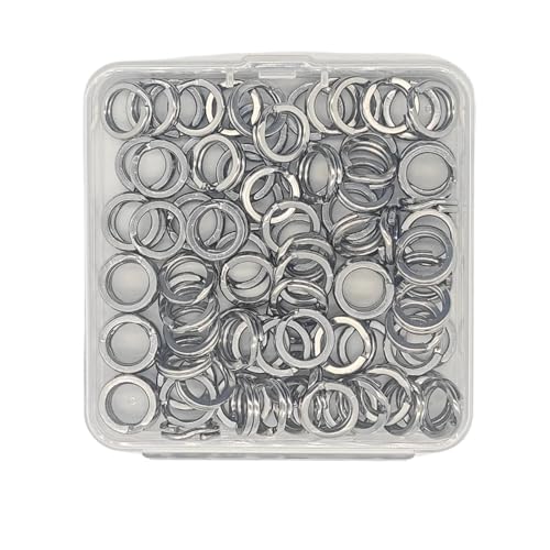 ELLYCIO 100pcs Stainless Steel Fishing Split Rings, Double Flat Ring Lure Connector for Saltwater Freshwater Fishing (Size8-120lb-7mm-100pcs)