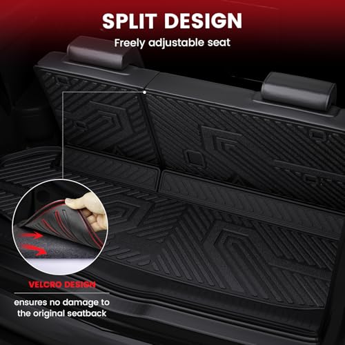 Image of LASFIT Floor Mats for Toyota Highlander 2019-2014(Not for Hybrid), All Weather TPE Cargo Mats Floor Liner for Highlander LE /Limited /SE /XLE, Black(Not fit 2nd Row Bench Seating).