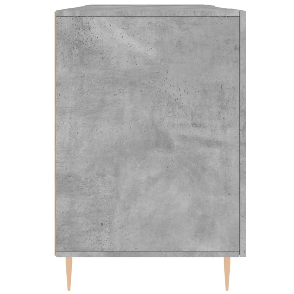 Scrivania grigio cemento 140 x 50 x 75 cm, materiale in legno, scrivania per computer con 4 ante, tavolo da ufficio per casa, ufficio, design moderno con spazio di archiviazione