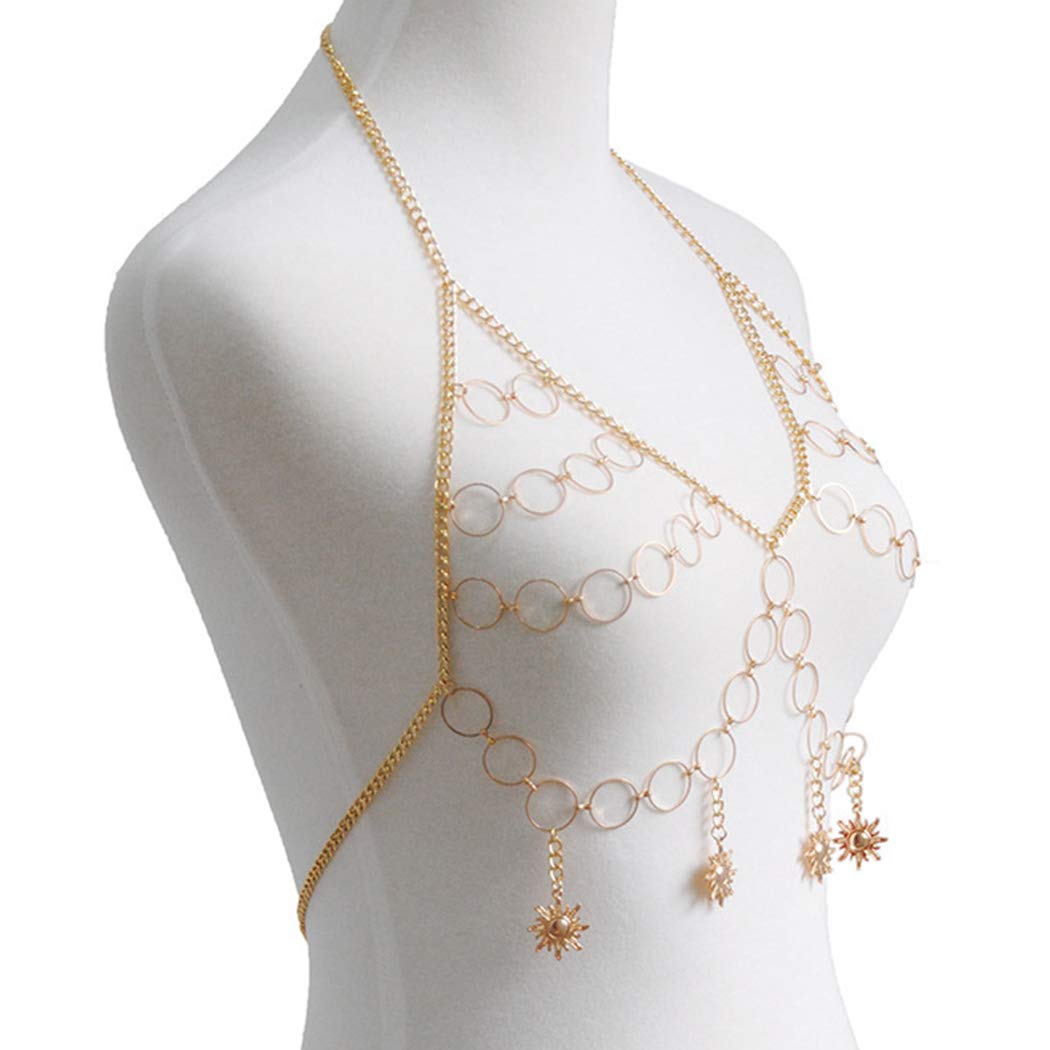 Sethain Boho Cuerpo Cadena Sostén Oro Borla Cadenas Colgante Accesorios para el cuerpo Circulo Joyería para mujeres y niñas