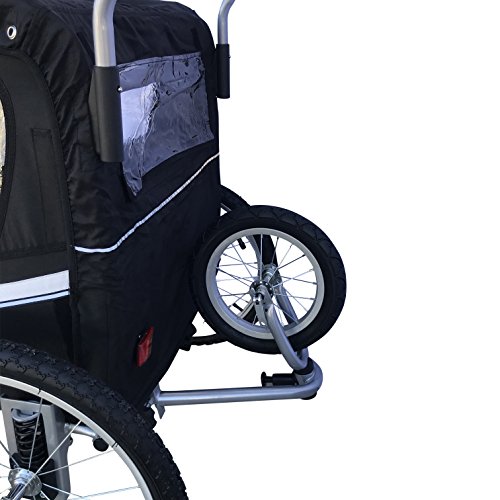 Image of Booyah Strollers 3 in 1 Double Child Baby Bike Bicycle Trailer, Jogger, Stroller with Suspension| 88 lb Capacity | Helmet-Friendly Design, Ventilation, and Storage