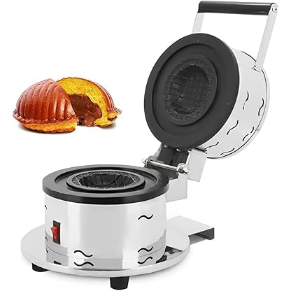 NGARY Kommerzieller Runder Waffeleisen, 1000 W Elektrische Burger-Waffeleisen-Eisenmaschine, Temperatur 50-200 ℃ Einstellbar, Multifunktionale Backkuchen-Frühstücksmaschine Für Die Küche