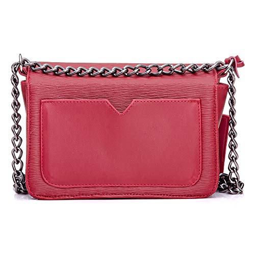 Bolsa Feminina Dhaffy Vermelho, Alça de Corrente cor:vermelho;tamanho:P