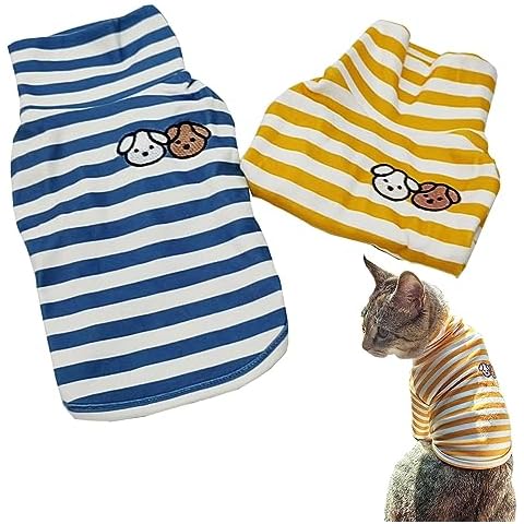 Pack of 2 Cute Doggie Embroidery Dog Coat Turtleneck Stretchy Dog Sweater Super Soft Dog Cold Weather Coat for Cats Dogs (Medium, Blue+Yellow) Cover